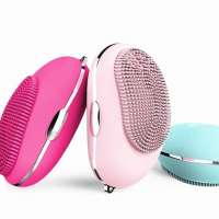 Women Silicon Face Brush Electric Facial Cleanser Face Massage Cleaner Waterproof Skin Care Machine Pink